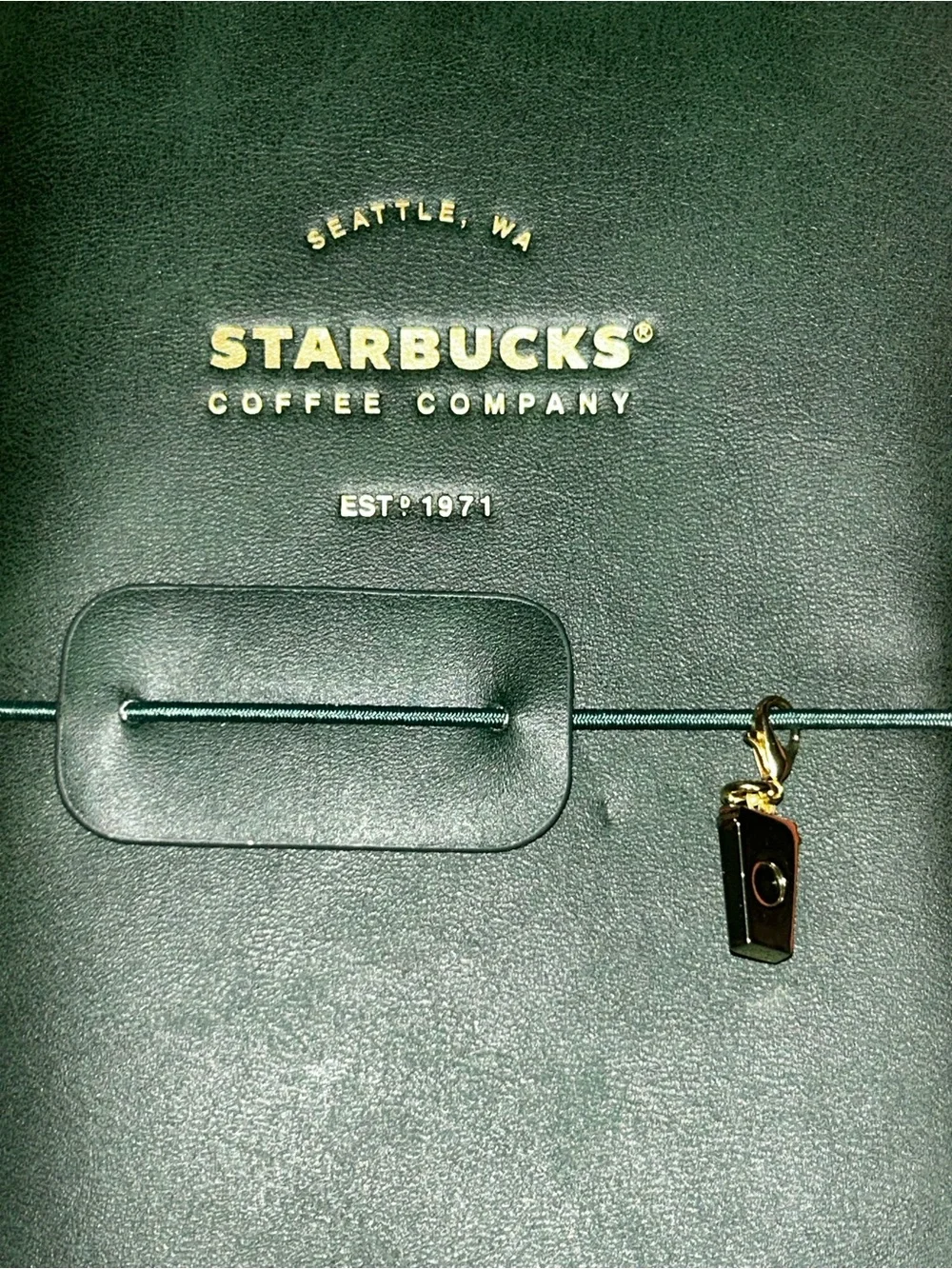Starbucks Dark Green 2026 planner with Gold Cup Charm